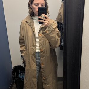 Vintage Light Weight Long Rain Coat in Khaki